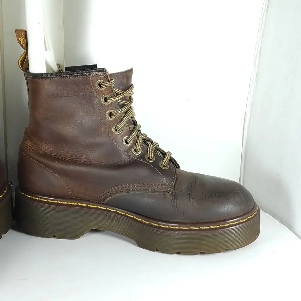 Dr.Martens Vtg 90’s RARE M11 L12 UK10 Brown Leather Chunky Heels Ankle Boots